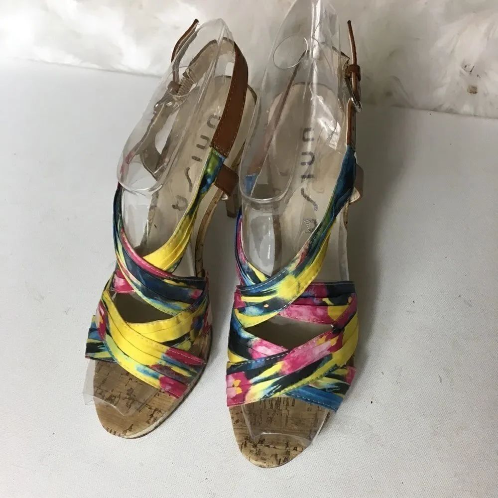 Unisa platform cork heels multi color size7.5